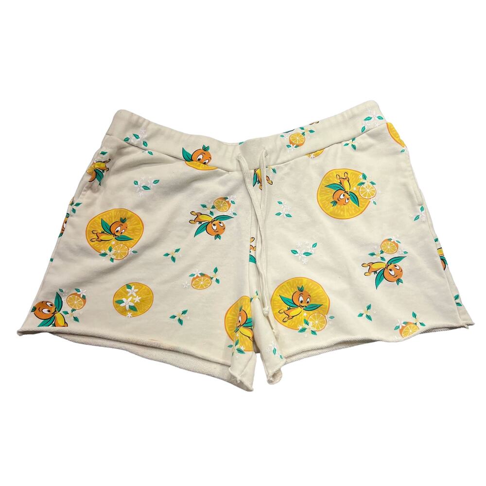 Disney Epcot Orange Bird French Terry Sweat Shorts Cream Yellow Unisex XL Lounge